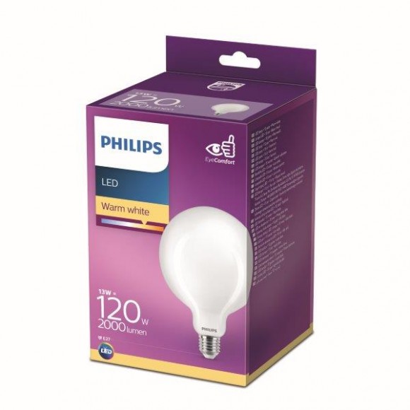 Philips 8718699764814 LED Lampe 1x13W | E27 | 2000L | 2700K - warmweiß, matt weiß, EyeComfort