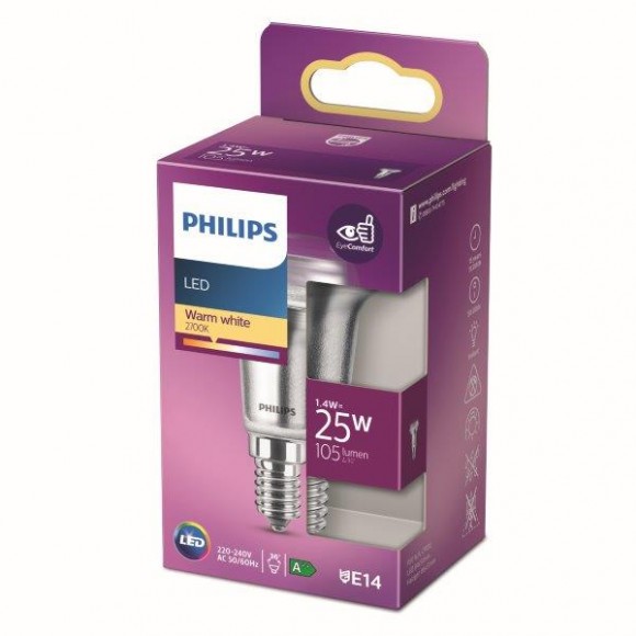 Philips 8718699773779 LED Lampe 1x1,4W | E14 | 105L | 2700K - warmweiß, Eyecomfort