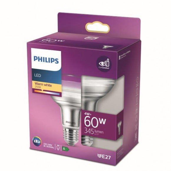 Philips 8718699773854 LED Lampe 1x4W | E27 | 345lm | 2700K - warmweiß, Eyecomfort