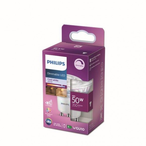 Philips 8718699775995 LED Lampe 1x4W | GU10 | 350L | 4000K - kaltweiß, Spotleuchte, Eyecomfort