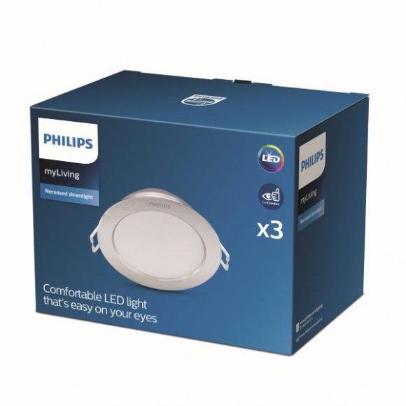 Philips Diamond Cut DL251 LED Spotleuchte 1x 3,5W | 300L | 2700K - 3er Set, Schutz EyeComfort, silber
