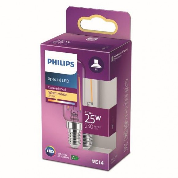 Philips 8718699783334 LED lampe 1x2,1W | E14 | 250LM | 2700K - warmweiß, transparent