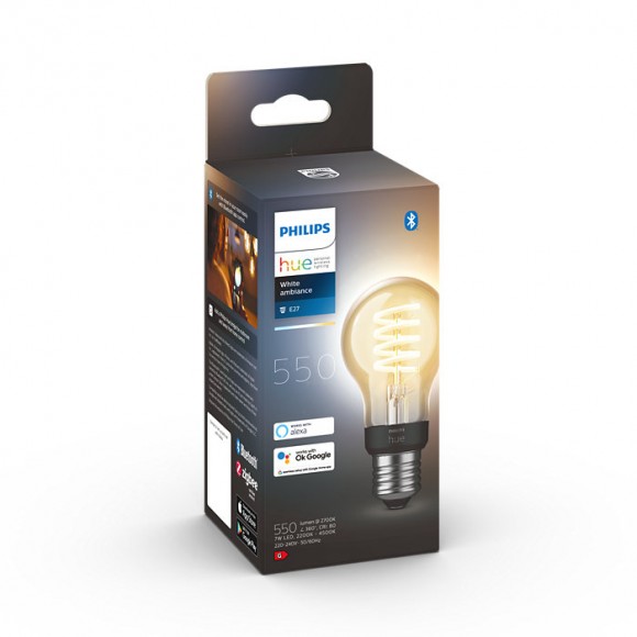 Philips Hue 8719514301429 LED Filament A60 1x7w | E27 | 550lm | 2200-4500K - White Ambiance, dimmbar, Bluetooth