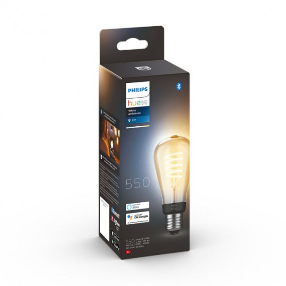 Philips Hue 8719514301467 LED Filament ST64 1x7w | E27 | 550lm | 2200-4500k - dimmbar, Bluetooth, White Ambiance