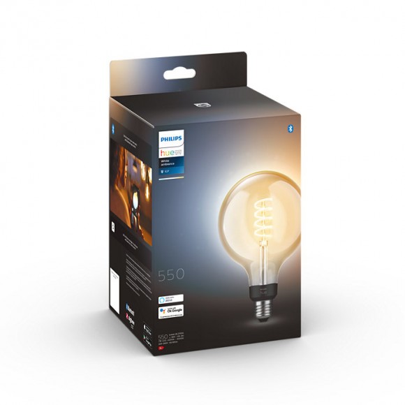 Philips Hue 8719514301542 LED Filament G125 1x7w | E27 | 550lm | 2200-4500K - White Ambiance, dimmbar, Bluetooth