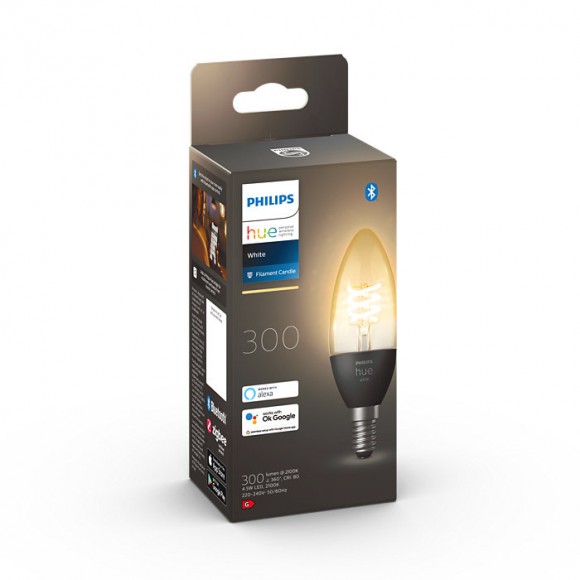 Philips Hue 8719514302235 LED Filament 1x45w | E14 | 300lm | 2100k - White Ambiance, dimmbar, Bluetooth