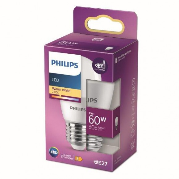 Philips 8719514309661 LED-Lampe 7W / 60W | E27 | 806lm | 2700k | P48