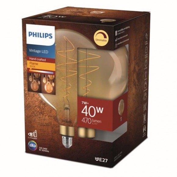 Philips 8719514313781 LED-Lampe 7W / 40W | E27 | 470lm | 1800k | G200 - dimmbar, golden