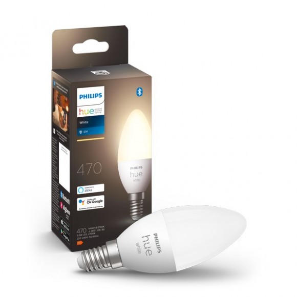 Philips Hue 871951432066 LED-Lampe 1x55w | E14 | 470lm | 2700k - weiß, Bluetooth, weiß