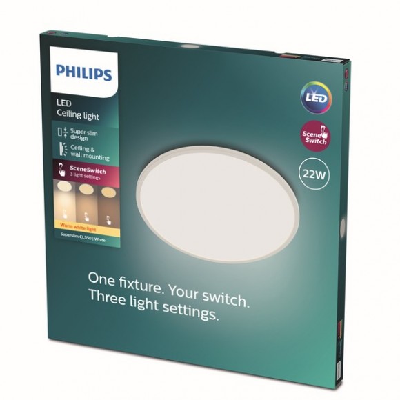 Philips 8719514327061 LED Deckenleuchte Super Slim 1x22w | 2000lm | 2700k - weiß