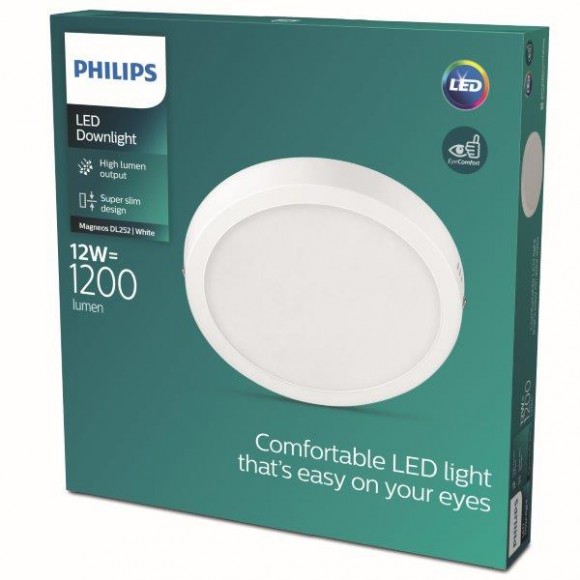 Philips 8719514328679 LED-Deckenleuchte Magneos Slim 1x12w | 1200lm | 2700k - weiß