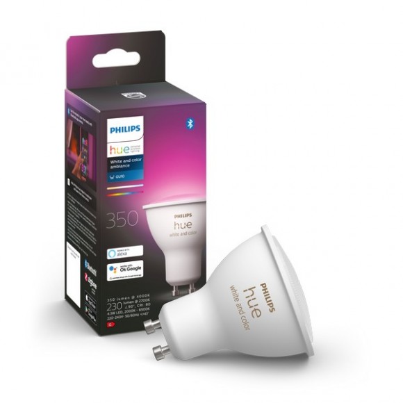 Philips Hue 8719514339880 LED Lampe 1x5w | Gu10 | 350lm | 2000-6500K - Bluetooth, dimmbar, White and color Ambiance, weiß