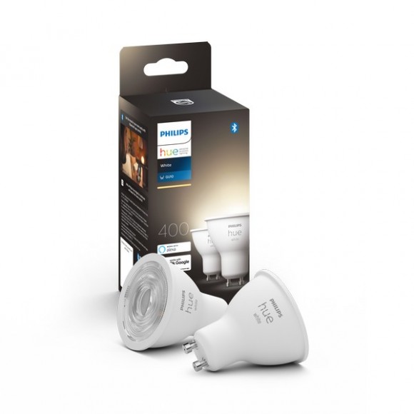Philips Hue 8719514340145 LED-Lampe 2x5,2W | Gu10 | 400lm | 2700k - Set 2 Stück, Bluetooth, weiß