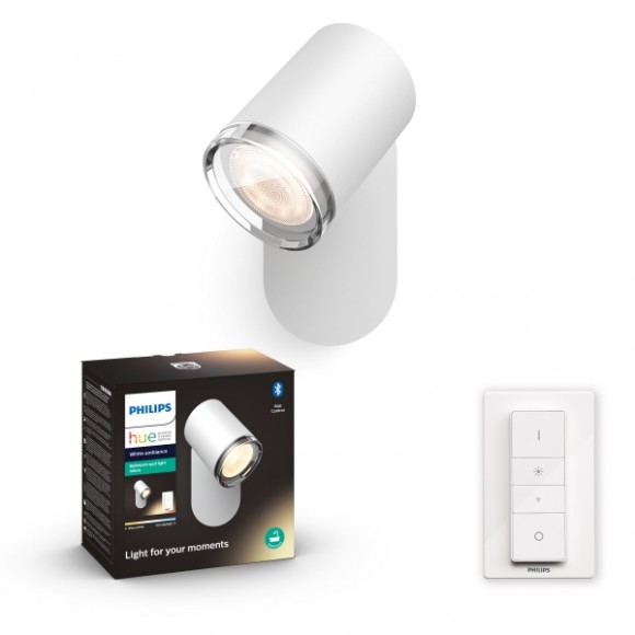 Philips Hue 8719514340855 LED Badezimmerleuchte Spotleuchte Adore 1x5w | Gu10 | 250-350lm | 2200-6500K | IP44 - White Ambiance, Bluetooth, dimmbare, Fernbedienung, weiß