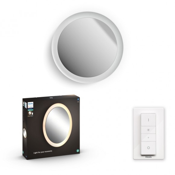 Philips Hue 871951434099 LED Badezimmerleuchtespiegel mit Beleuchtung Adore 1x22w | 2400-2550lm | 2200-6500K | IP44 -White-Ambiance - White Ambiance, Bluetooth, dimmbare, Fernbedienung, weiß