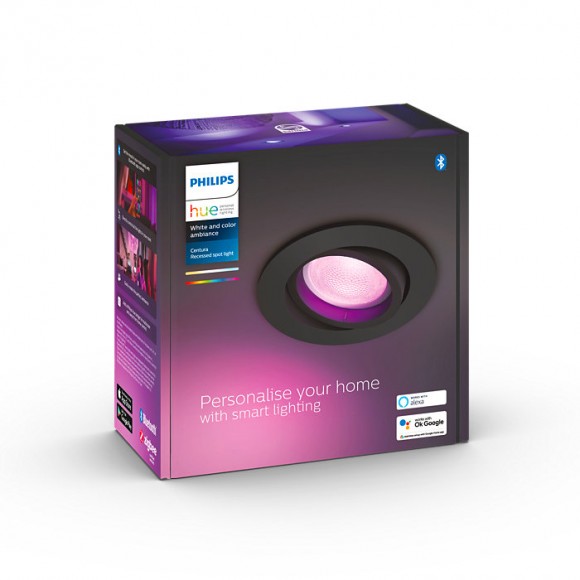 Philips Hue 8719514342927 LED Spotleuchte Centura 1x5,7w | Gu10 | 350lm | 2200-6500K | RGB - dimmbar, Bluetooth, White and color Ambiance, schwarz