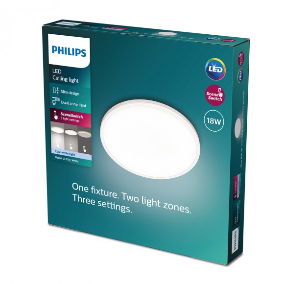 Philips 8719514431942 Ozziet LED-Deckenleuchte 1x18W | 2000lm | 4000K - dimmbar - SceneSwitch, weiß