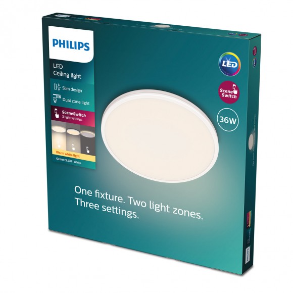 Philips 8719514432062 LED-Deckenleuchte Ozziet 1x36W | 3900lm | 2700K - dimmbar - SceneSwitch, weiß