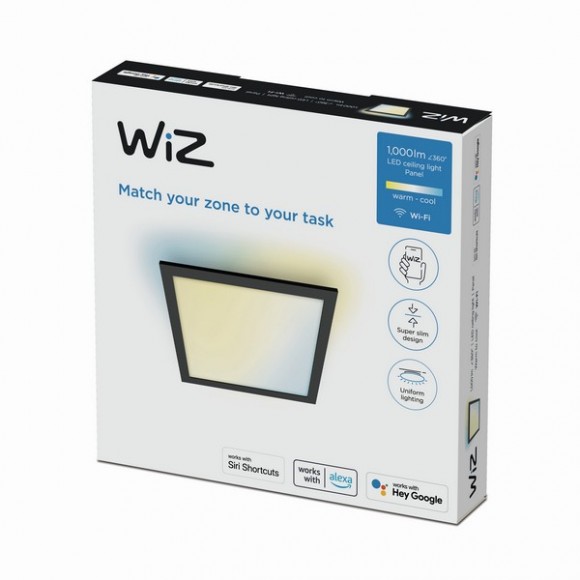 Wiz Tunable white 8719514554917 LED Ceiling SQ Deckenpanel 300x300mm 1x12W | 1000lm | 2700-6500K - schwarz