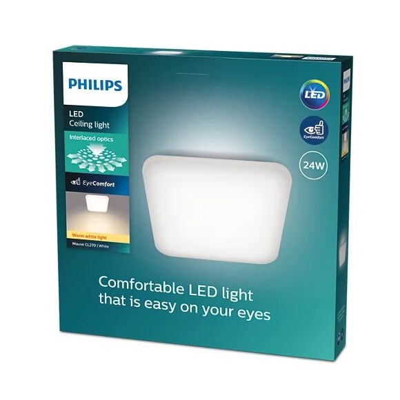 Philips 8720169195493 LED Deckenleuchte Mauwe | 24W integrierte LED-Quelle | 2900 lm | 2700K