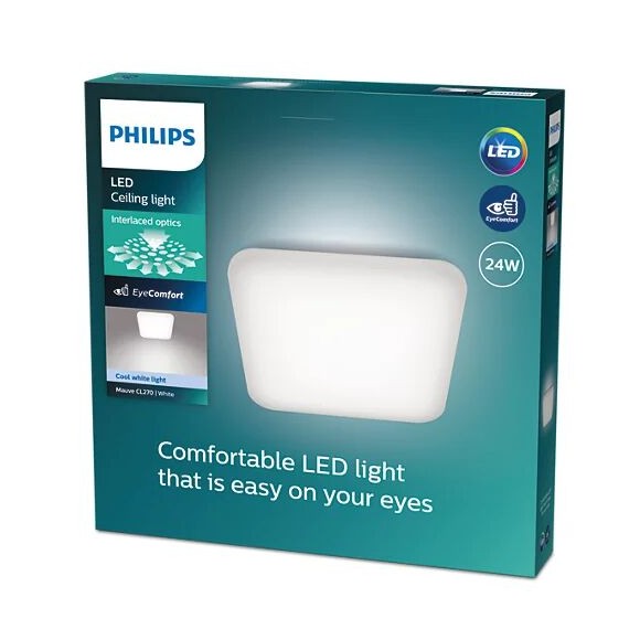 Philips 8720169195516 LED Deckenleuchte Mauwe | 24W integrierte LED-Quelle | 3000 lm | 4000K
