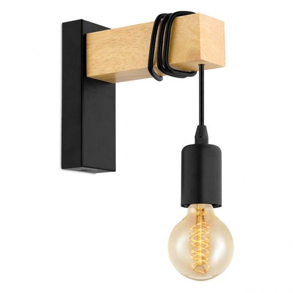 Eglo 32917 Wandleuchte Townshend 5 1x10W | E27 - schwarz, Holz