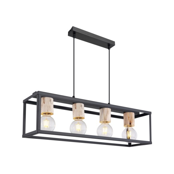 Globo 15476-4H Deckenleuchte Hagar 4x60W | E27 - schwarz, natürlich