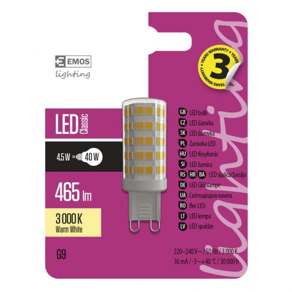 Philips Emos ZQ9540 LED Lampe 1x4,5W | G9 | 3000K