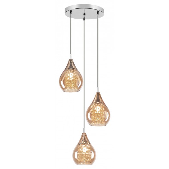 Rabalux 6659 Kronleuchter Cassandra 3x40W | G9 | IP20 - chrom, Braunglas