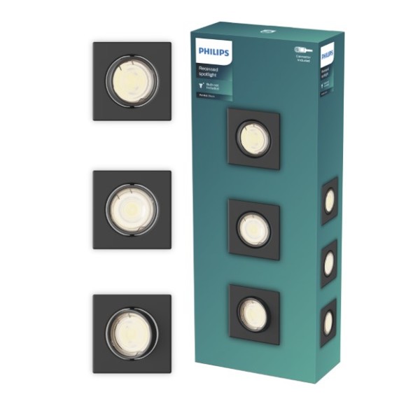 Philips 8721103037039 Set von Einbauleuchten Peridot  GU10 | schwarz