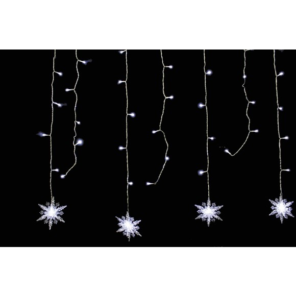 Lichtvorhänge mit Schneeflocken