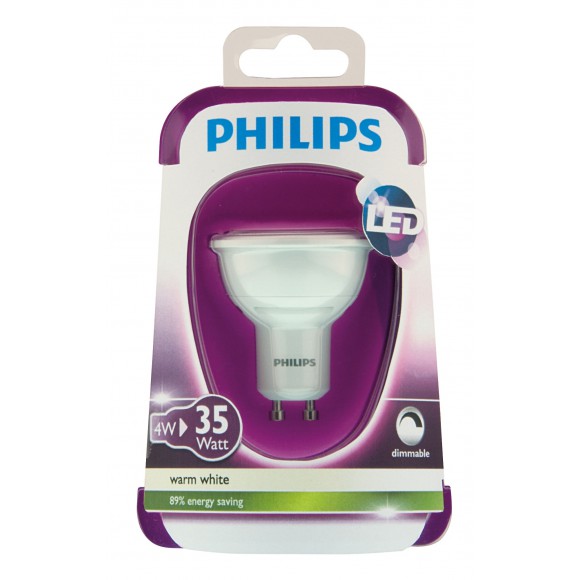 Philips LED Leuchtmittel 4W (35W) GU10 WW, Spotleuchte