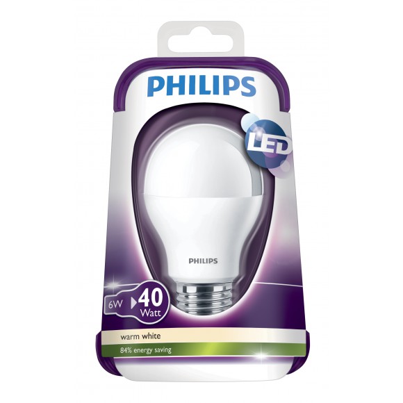 Philips LED Leuchtmittel 6W (40W) E27 WW 230 FR ND A60/4, transparent