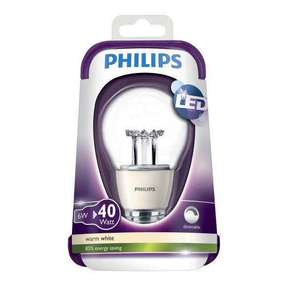 Philips LED Leuchtmittel 6W (40W) E27 230V A60 CL WW D, transparent