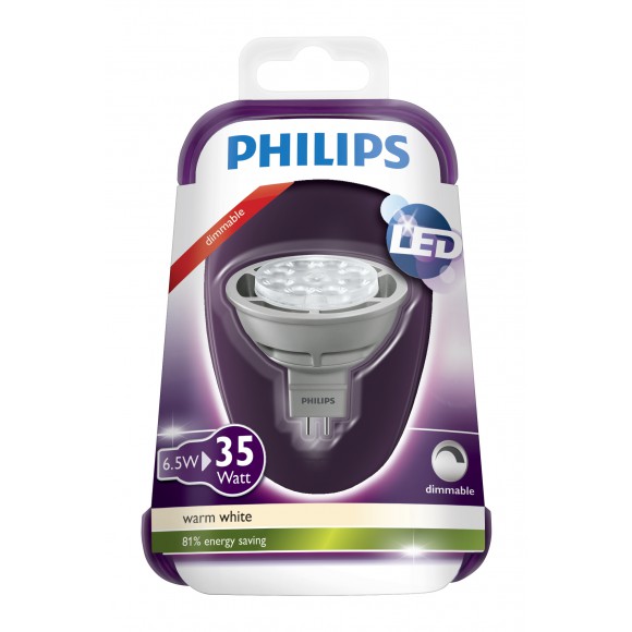 Philips LED Leuchtmittel 6,5W (35 W) GU53 WW 12V MR16 36D D grau /4 Spotleuchte