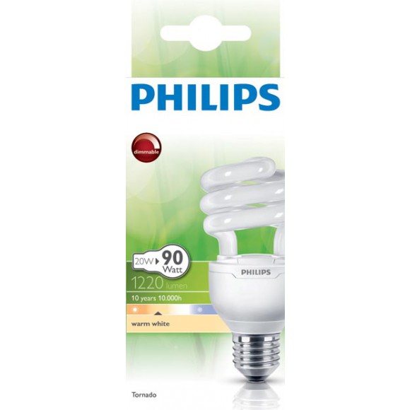 Philips Tornado Energiesparlampe T3 Dmable 20W (90W) E27 WW