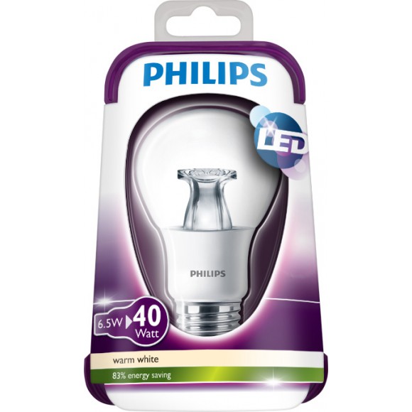 Philips LED Leuchtmittel 6,5W (40 W) E27 WW 230V A60 transparent, transparent