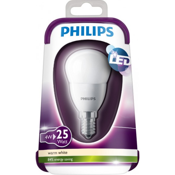 Philips LED Leuchtmittel 4W (25W) E14 WW 230V P45 FR ND, weiß