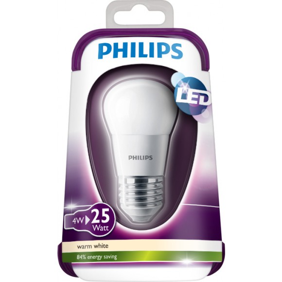 Philips LED Leuchtmittel 4W (25W) E27 WW 230V P45 FR ND, weiß