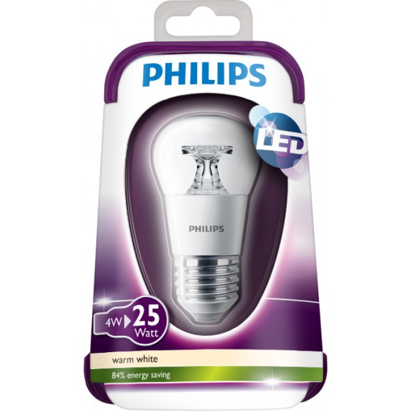 Philips LED Leuchtmittel 4W (25W) E27 WW 230V P45 CL ND, transparent