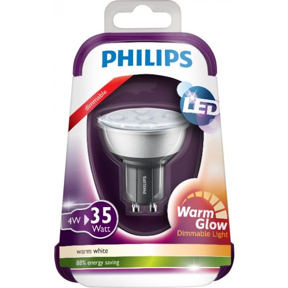 Philips LED Leuchtmittel 4W (35W) GU10 Warmglow 230V 36D, Spotleuchte