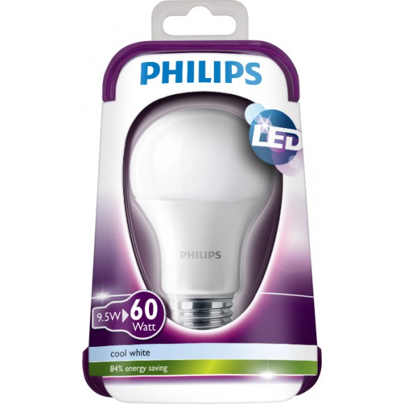 Philips LED Lampe 9,5W (60W) E27 CW 230V A60 FR, weiß