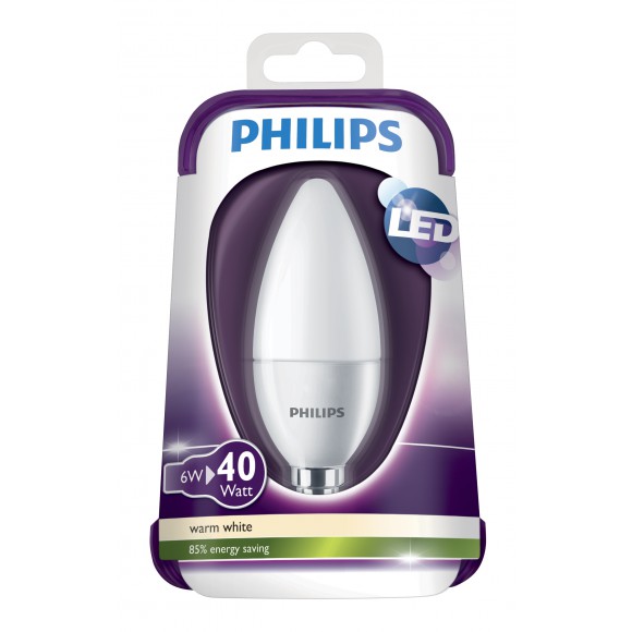 Philips LED Leuchtmittel 6W (40W) E14 WW 230V B39 FR ND/4, weiß