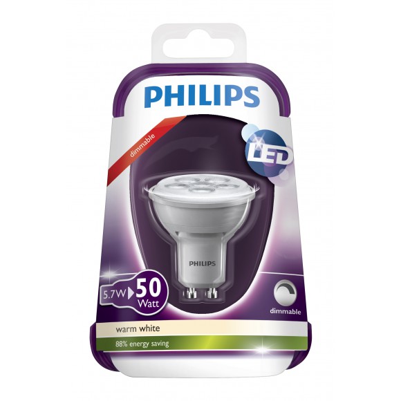 Philips LED Leuchtmittel 5,7W (50W) GU10 WW 230V 36D grau D/4-Spotleuchte