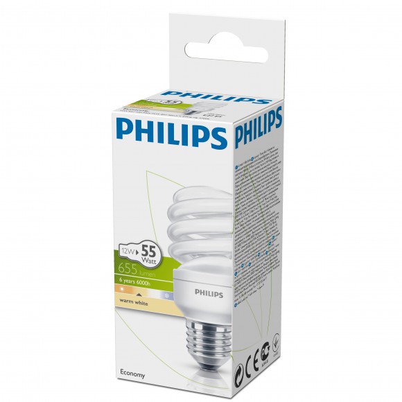 Philips Economy Energiesparlampe Twister 12W E27 1PF/6 - weißwarm