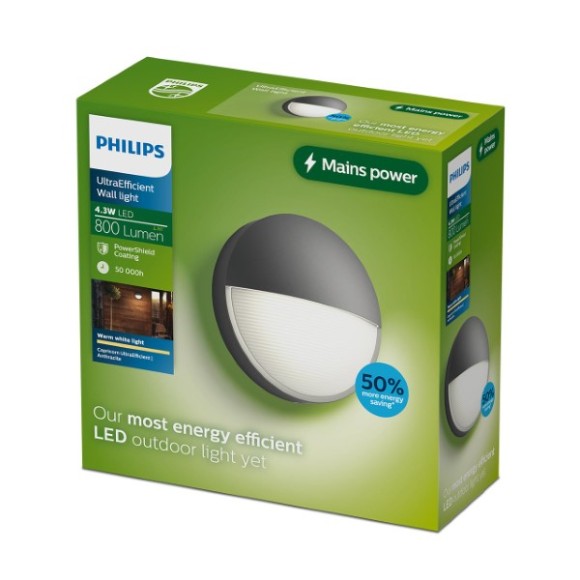 Philips 8721103110015 LED Außenwandleuchte Capricorn  | 4W integrierte LED-Quelle | 800lm | 2700K | anthrazit