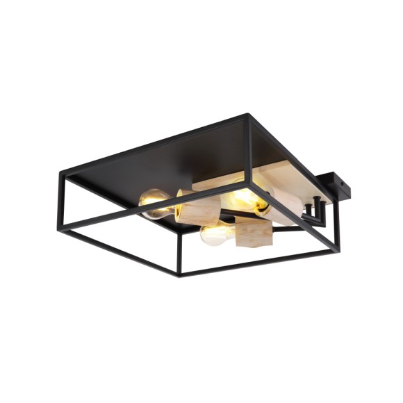 Globo 15477D1 Deckeneinbauleuchte Hagar 3x15W | E27 - schwarz, natürlich