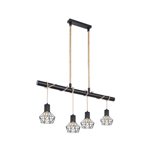 Globo 54017-4H Deckenleuchte Priska 4x60W | E27 - schwarz, natürlich