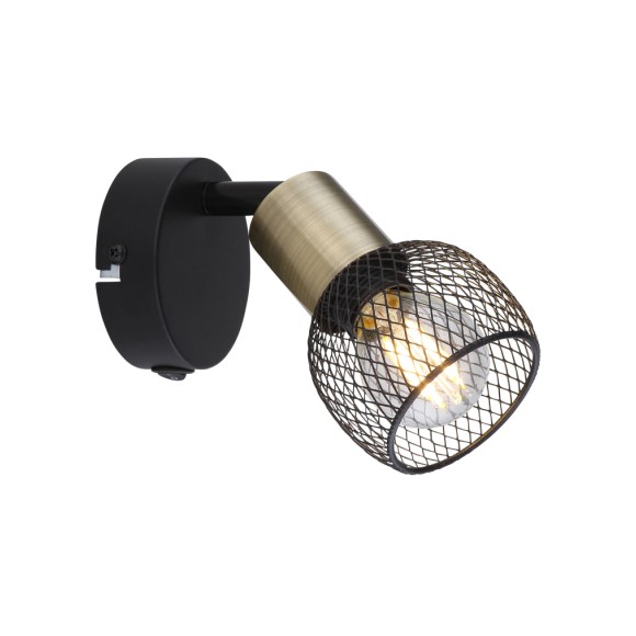 Globo 54028-1 Wandleuchte Fiastra 1x40W | E14 - schwarz, Messing