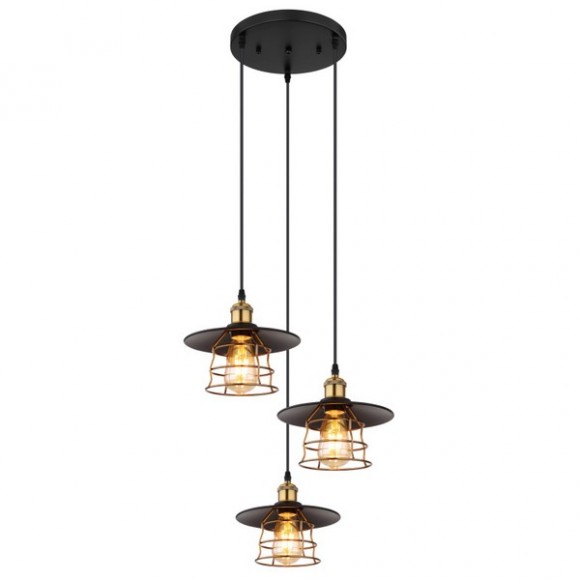 Globo 15086-3BH Deckenleuchte Viejo 3x60W | E27 - Schwarz, Messing, Gold